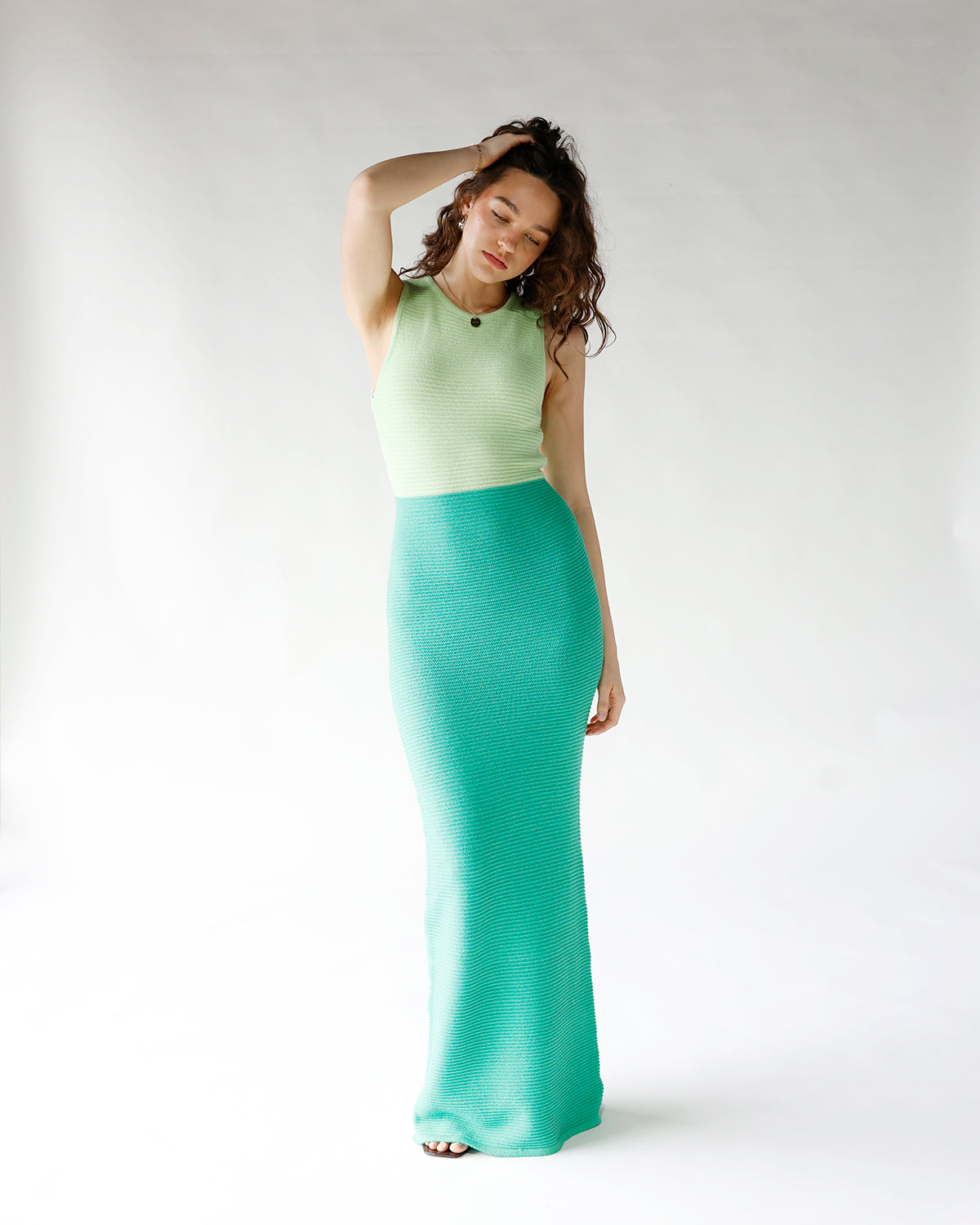 SAGE RIBBED KNIT MAXI DRESS