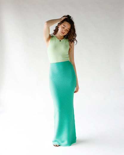 SAGE RIBBED KNIT MAXI DRESS