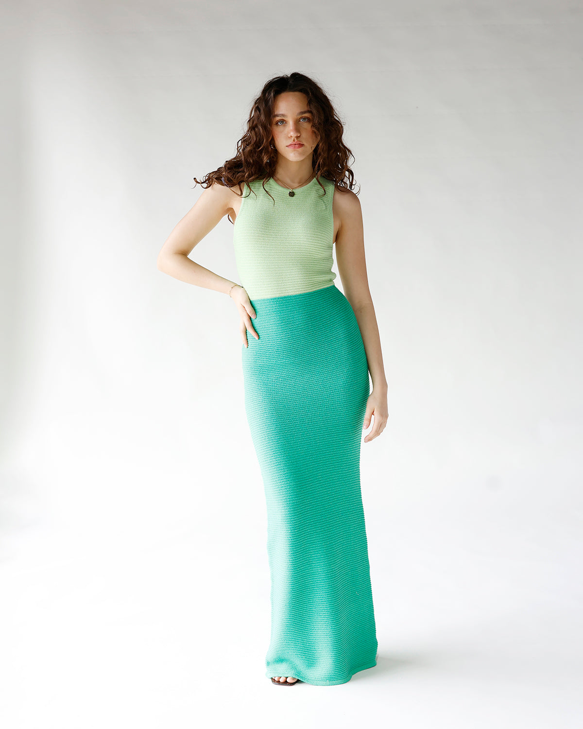 SAGE RIBBED KNIT MAXI DRESS