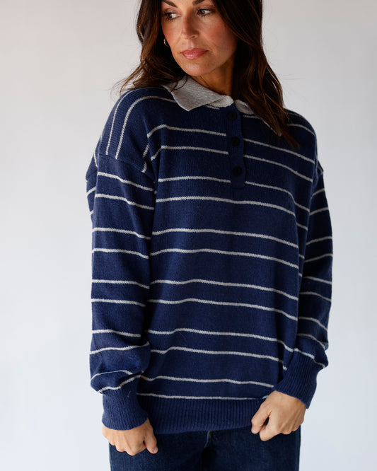 polo pinstrip preppy soft sweater fall winter