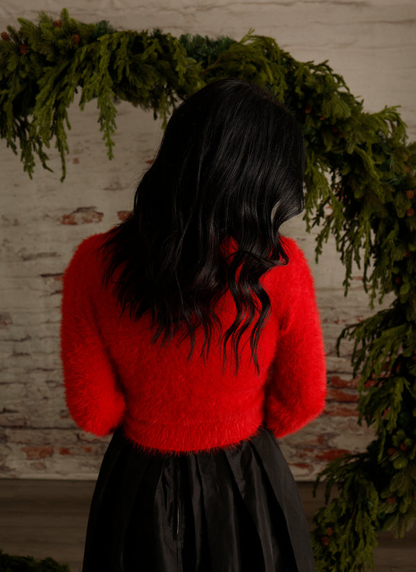 THE ONE RED BOW CARDIGAN