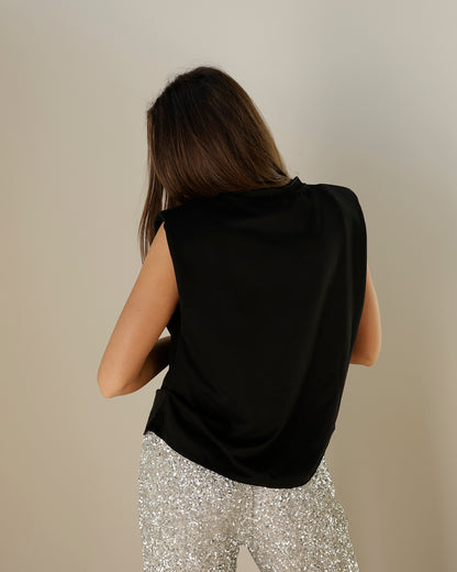 WORK WEAR ON REPEAT SLEEVELESS TOP X BLACK