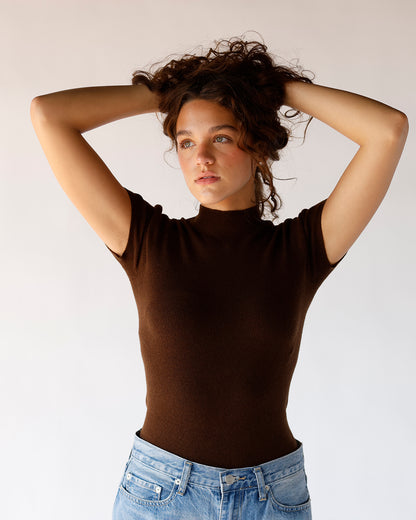 CHOCOLATE HAZE RIBBED TEE