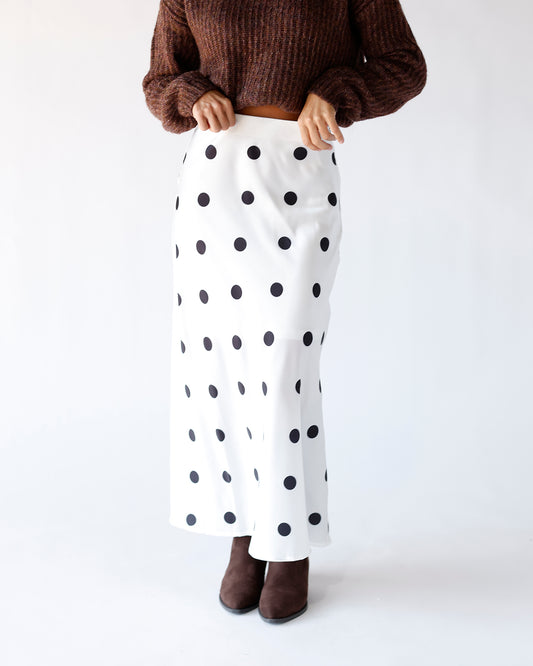 maxi skirt holiday skirt fall skirt poka dot date night outfit white skirt 