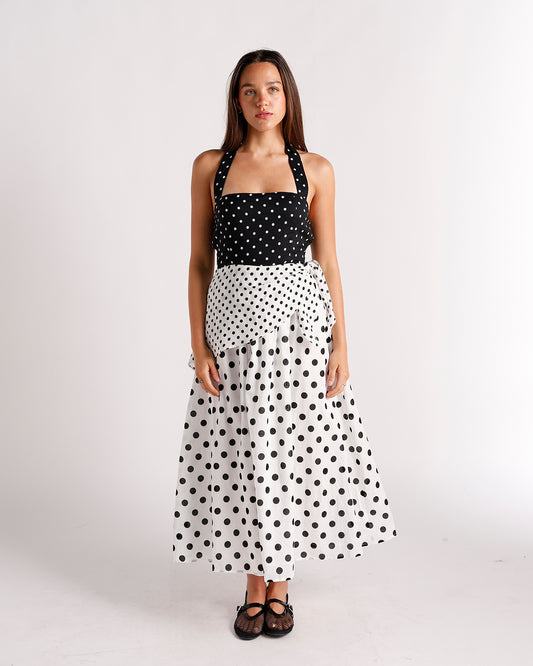 black and white polka dot maxi dress