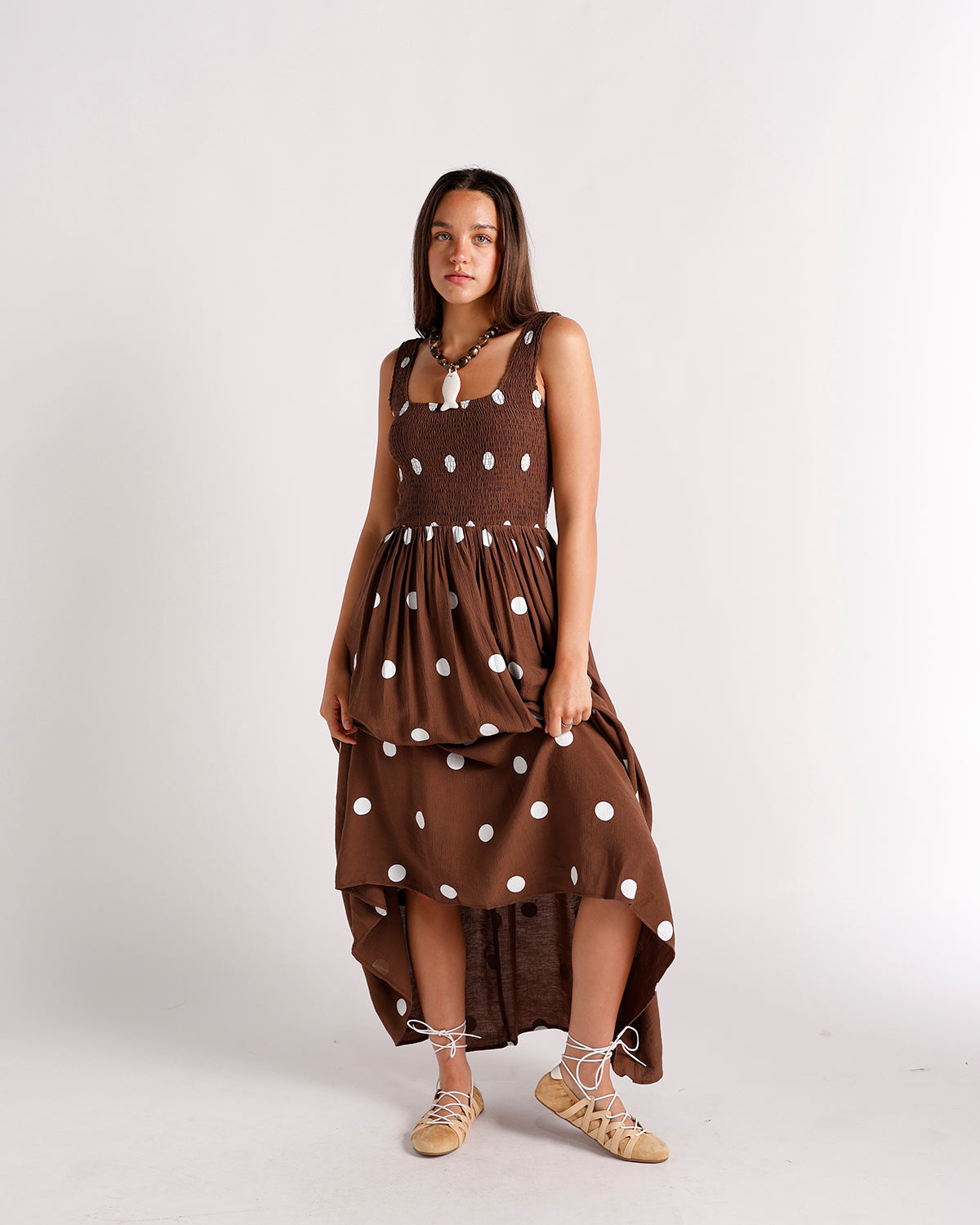 ESPRESSO POLKA DOT MAXI DRESS