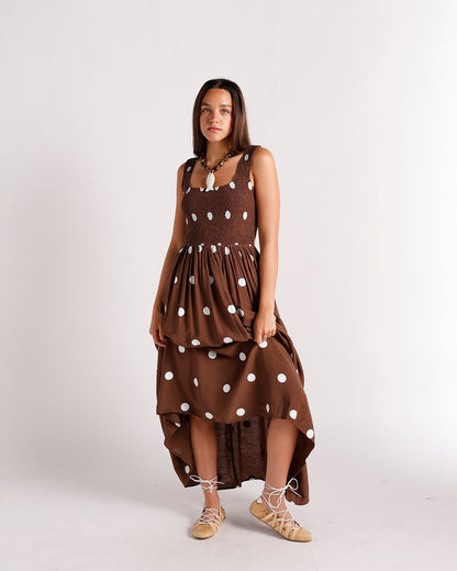 ESPRESSO POLKA DOT MAXI DRESS