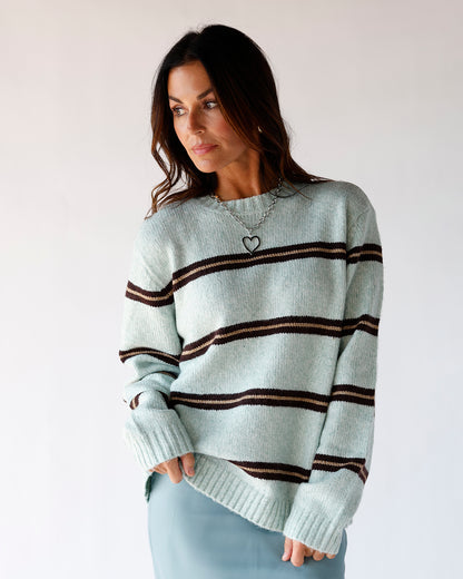 SOFT + SASSY STRIPED SEAFOAM SWEATER