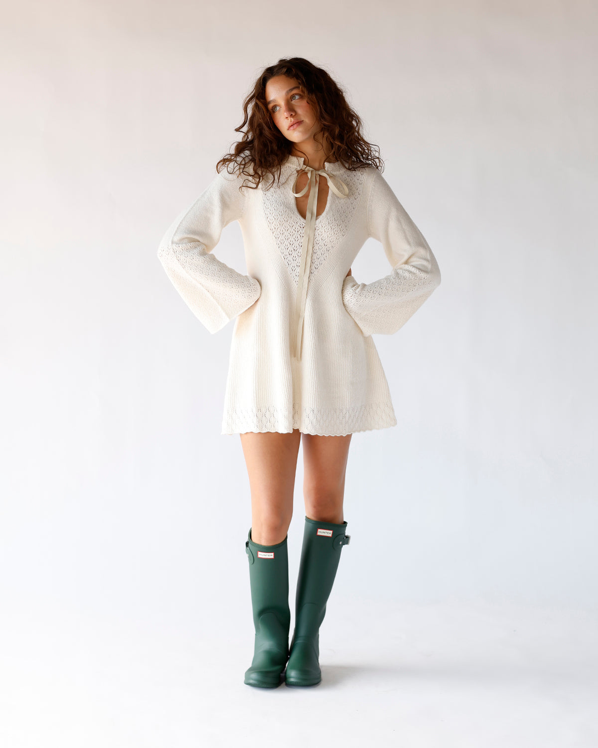 FREE PEOPLE BALI OLD FLAME SWEATER DRESS X IVORY