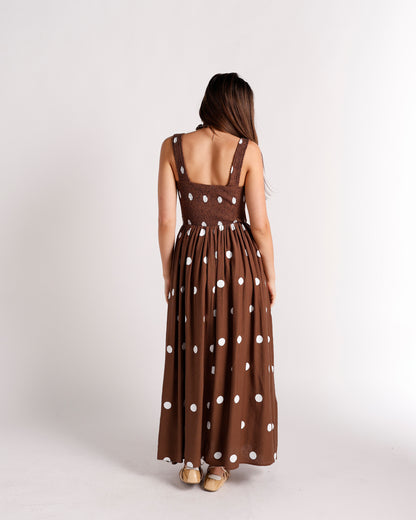 ESPRESSO POLKA DOT MAXI DRESS