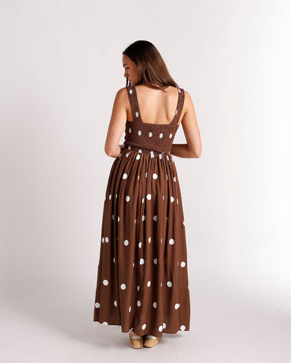 ESPRESSO POLKA DOT MAXI DRESS