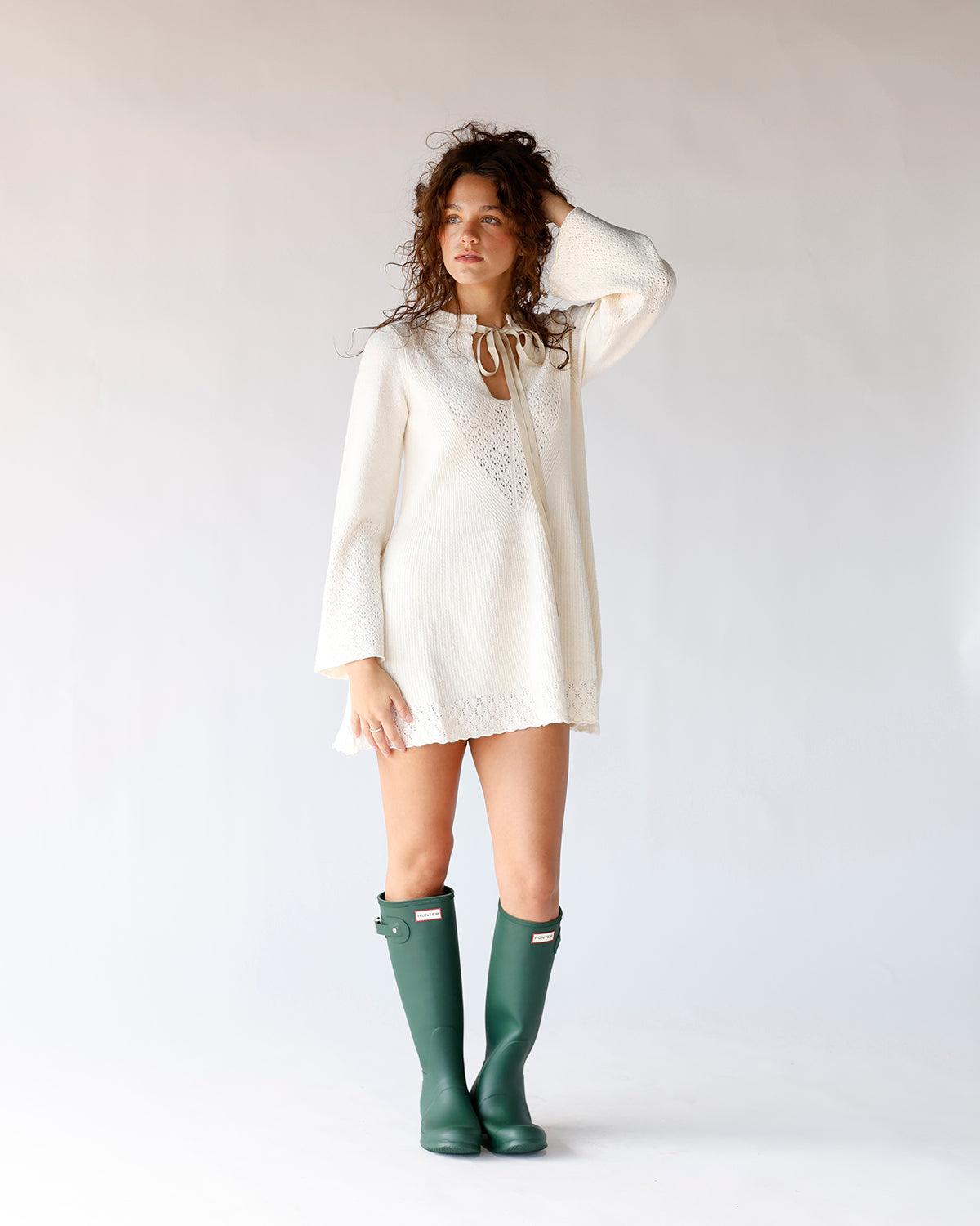 FREE PEOPLE BALI OLD FLAME SWEATER DRESS X IVORY