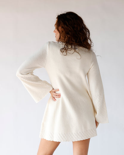 FREE PEOPLE BALI OLD FLAME SWEATER DRESS X IVORY
