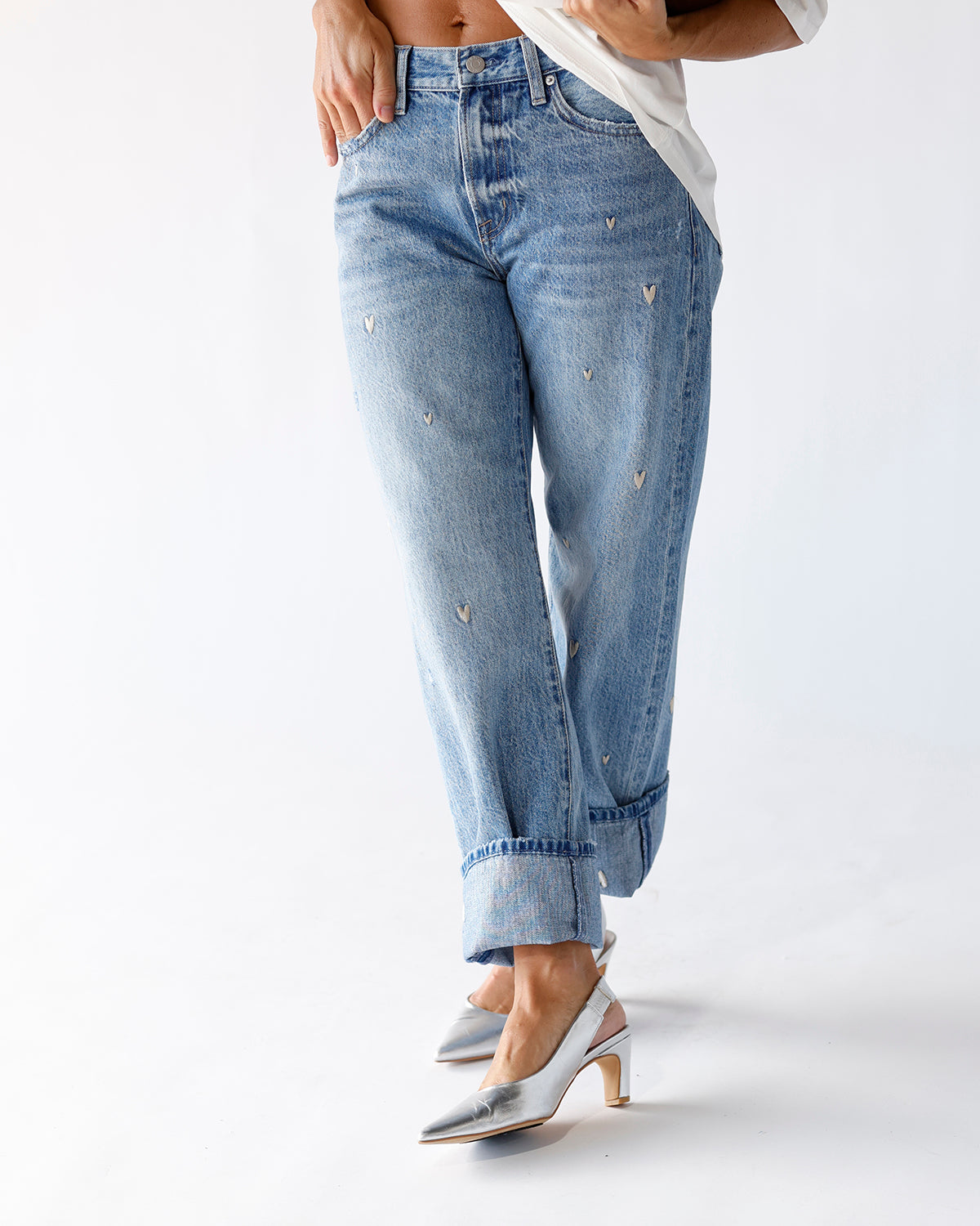 PISTOLA LEXI MID RISE BOWED STRAIGHT JEAN X CONFETTI VINTAGE