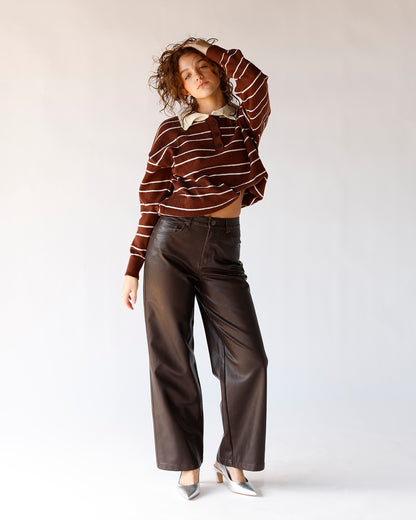 MOCHA MAYHEM FAUX LEATHER PANTS