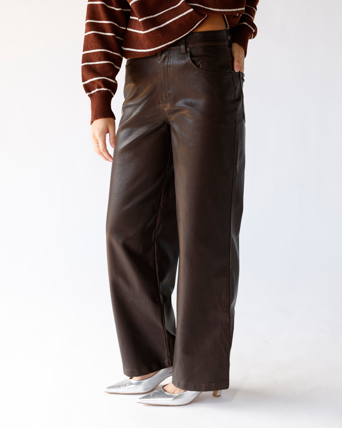 MOCHA MAYHEM FAUX LEATHER PANTS