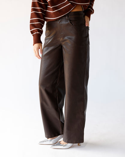 MOCHA MAYHEM FAUX LEATHER PANTS