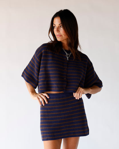 knit set fall wardrobe cardigan pin striped set