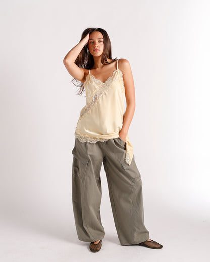 DREAMY DRAPE LACE TOP X YELLOW