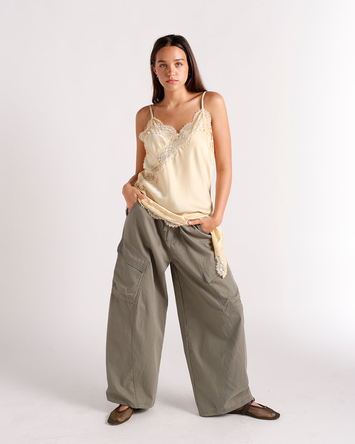 DREAMY DRAPE LACE TOP X YELLOW
