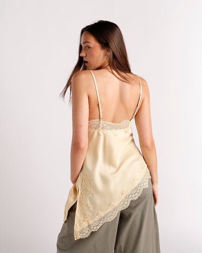 DREAMY DRAPE LACE TOP X YELLOW
