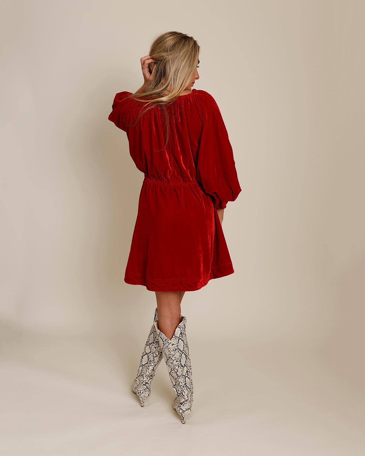 FREE PEOPLE PORTIA VELVET RUCHED MINI DRESS X RED