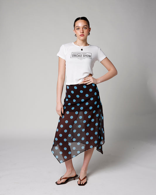 graphic white ribbed baby tee smokeshow graphic white ribbed baby tee