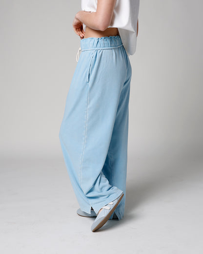 SKY FOLD-OVER WAIST WIDE LEG SWEATPANTS