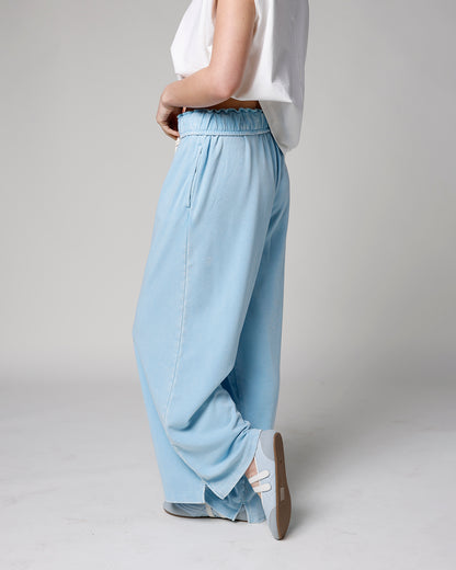 SKY FOLD-OVER WAIST WIDE LEG SWEATPANTS