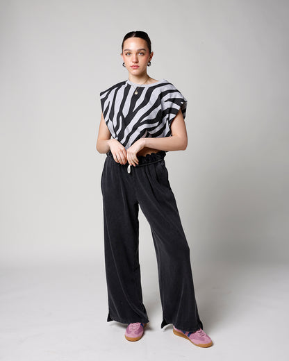 RAVEN FOLD-OVER WAIST WIDE LEG SWEATPANTS