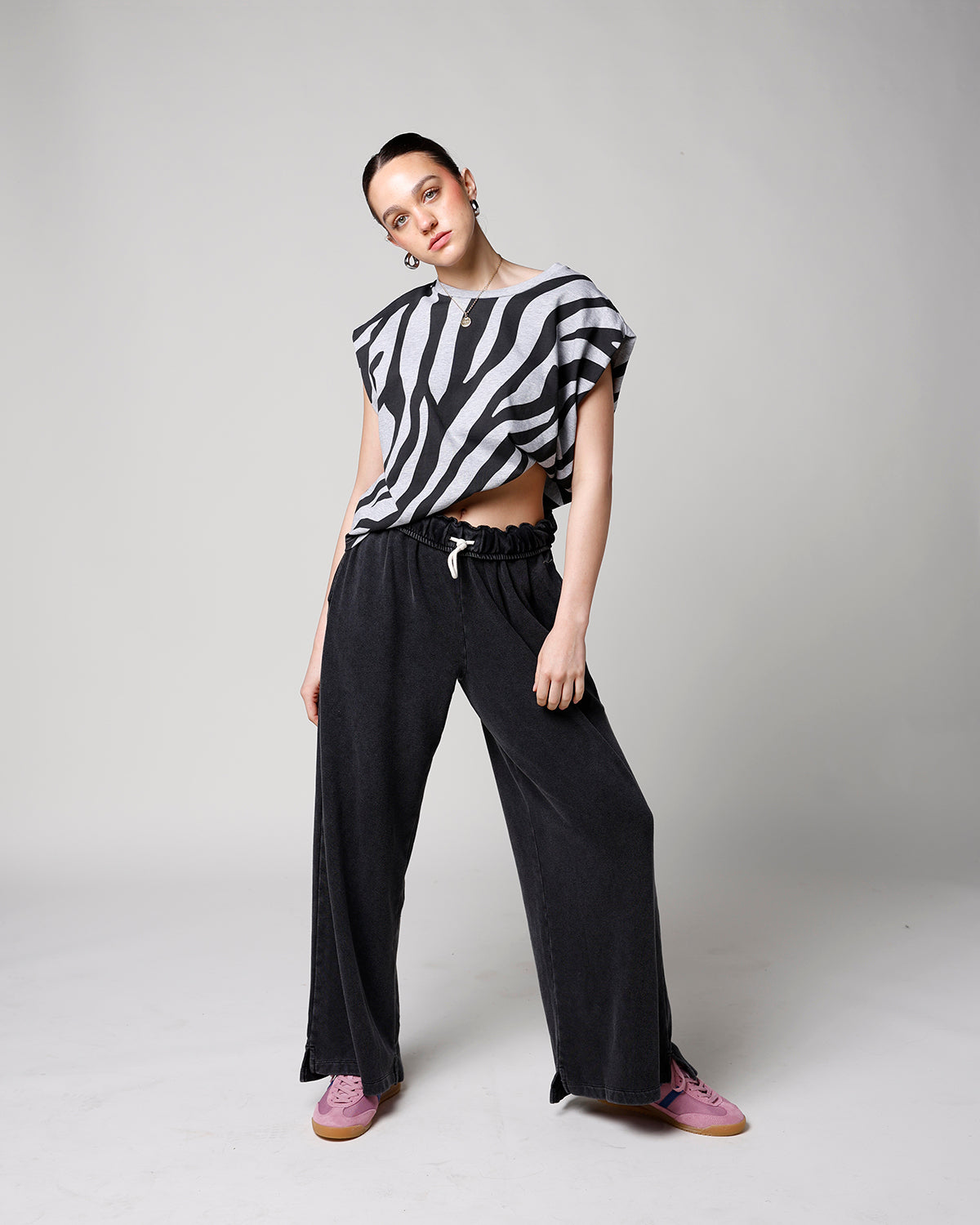 RAVEN FOLD-OVER WAIST WIDE LEG SWEATPANTS