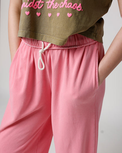 POPPY FOLD-OVER WAIST WIDE LEG SWEATPANTS