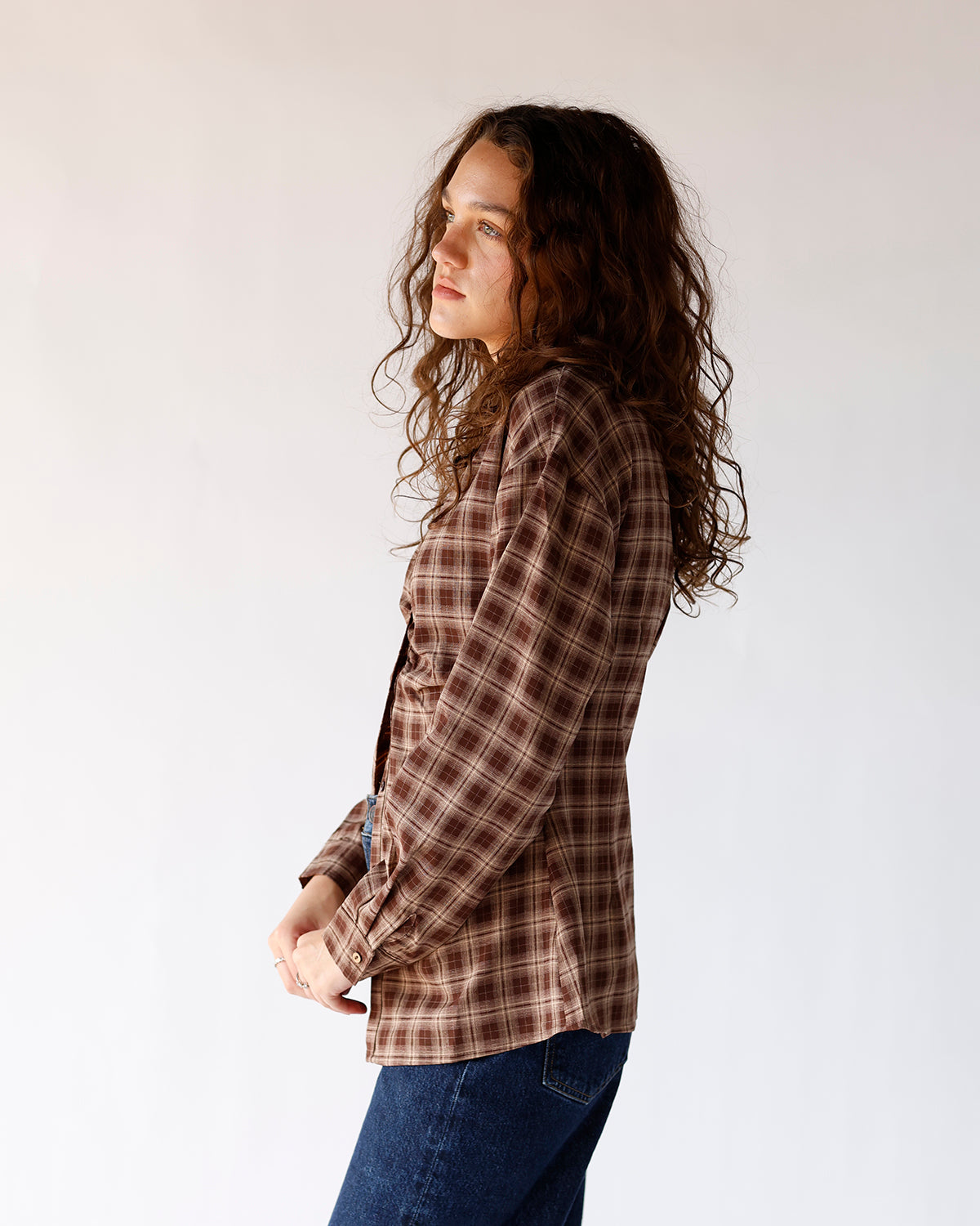 FLIRT IN FLANNEL BROWN BUTTON UP