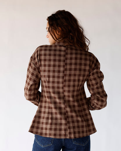 FLIRT IN FLANNEL BROWN BUTTON UP