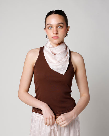LACE & LOVE TANK TOP X BROWN