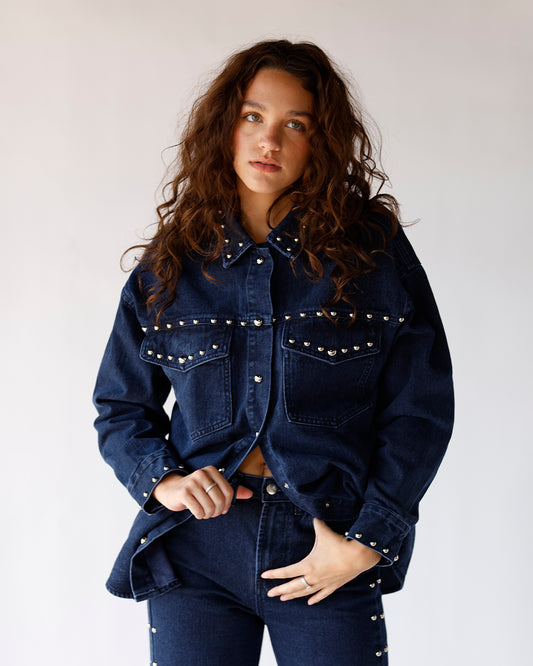 denim jacket trucker jacket studded jacket fall wardrobe concert outfit