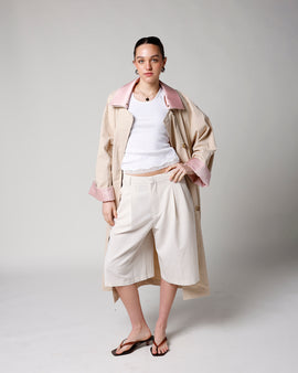 cream long length women's trouser shorts