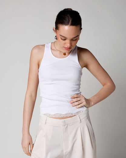 LACE & LOVE TANK TOP X WHITE