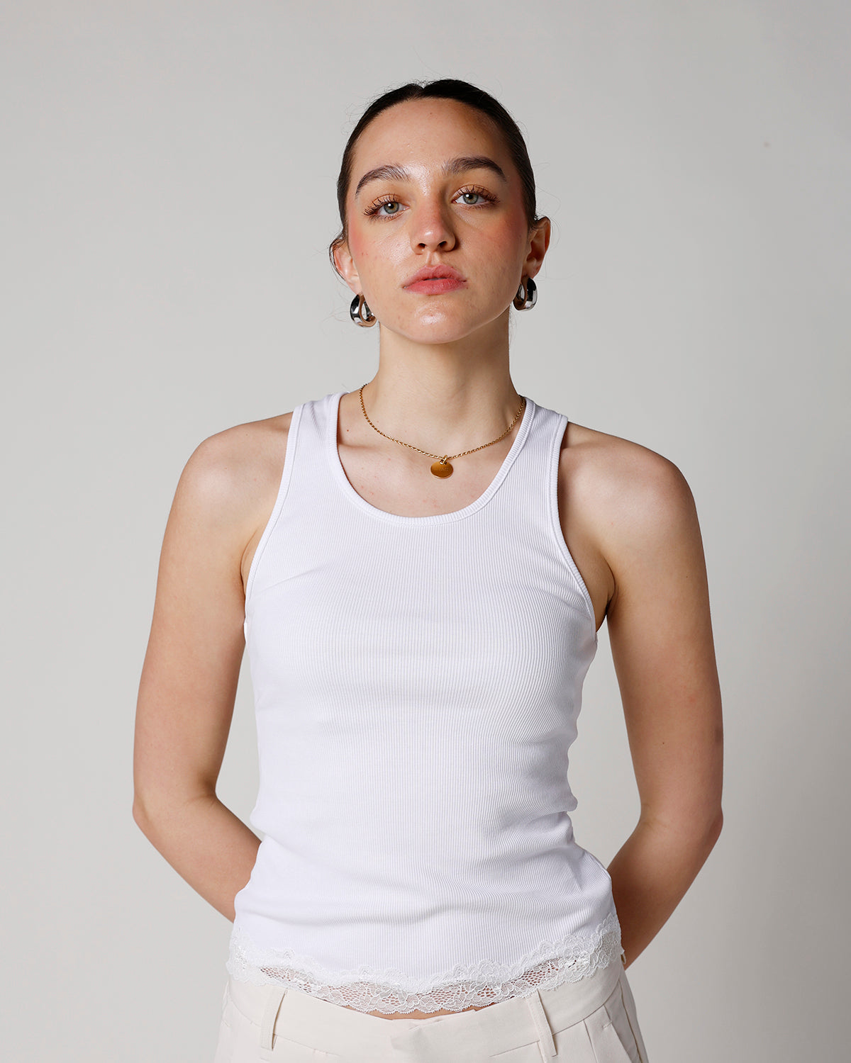 LACE & LOVE TANK TOP X WHITE