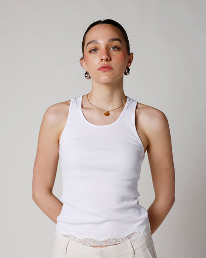 LACE & LOVE TANK TOP X WHITE