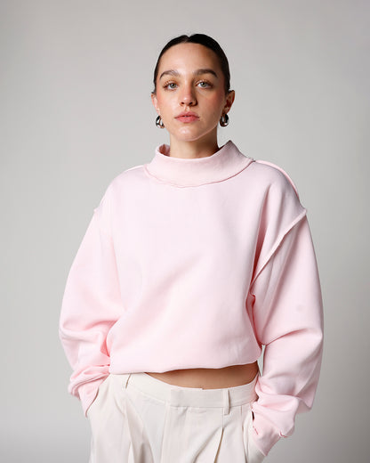 ESSENTIAL MOCK NECK SWEATSHIRT X PINK