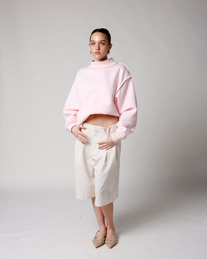 ESSENTIAL MOCK NECK SWEATSHIRT X PINK