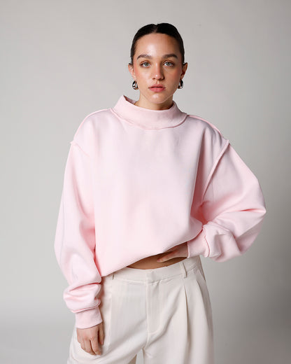 ESSENTIAL MOCK NECK SWEATSHIRT X PINK