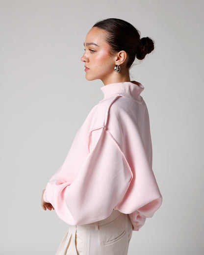 ESSENTIAL MOCK NECK SWEATSHIRT X PINK