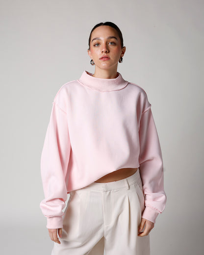 ESSENTIAL MOCK NECK SWEATSHIRT X PINK