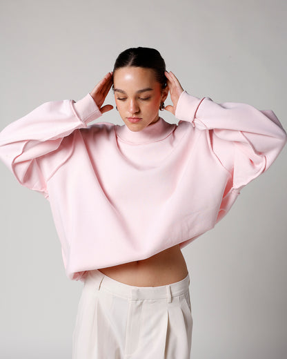 ESSENTIAL MOCK NECK SWEATSHIRT X PINK