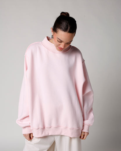 ESSENTIAL MOCK NECK SWEATSHIRT X PINK