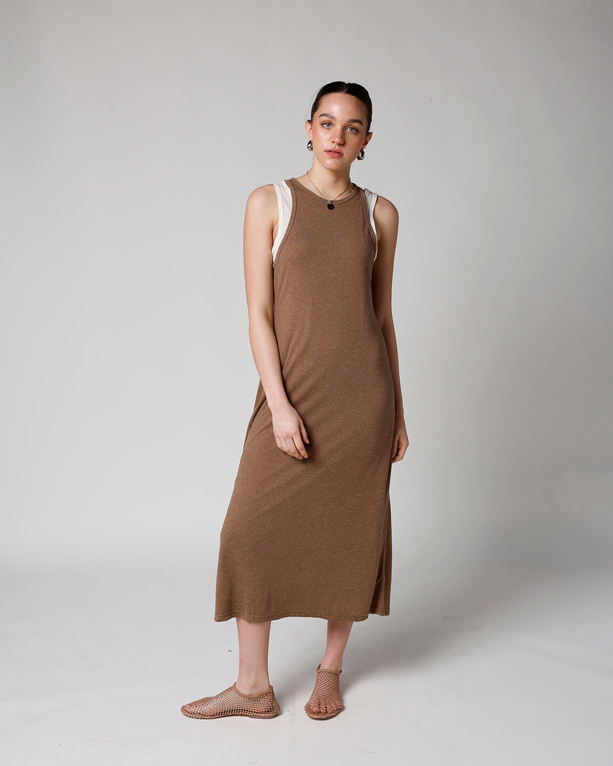 SAND TOYS LAYERED TANK DRESS X MOCHA OATMEAL