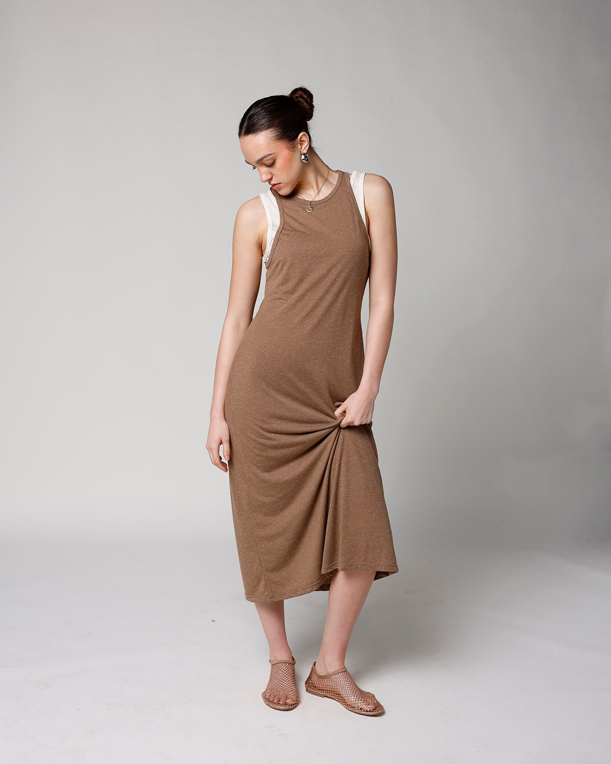 brown fitted tank dress Surf Gypsy Krinkle Fitted Tank Dress main image 0