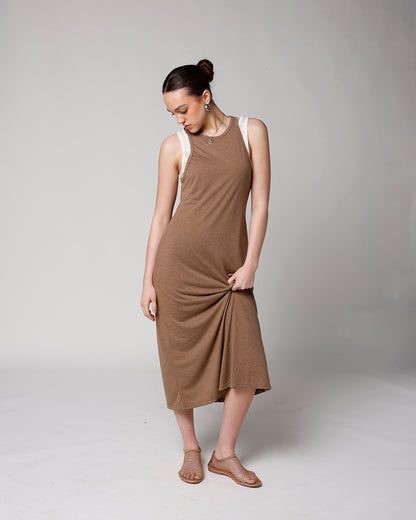 SAND TOYS LAYERED TANK DRESS X MOCHA OATMEAL